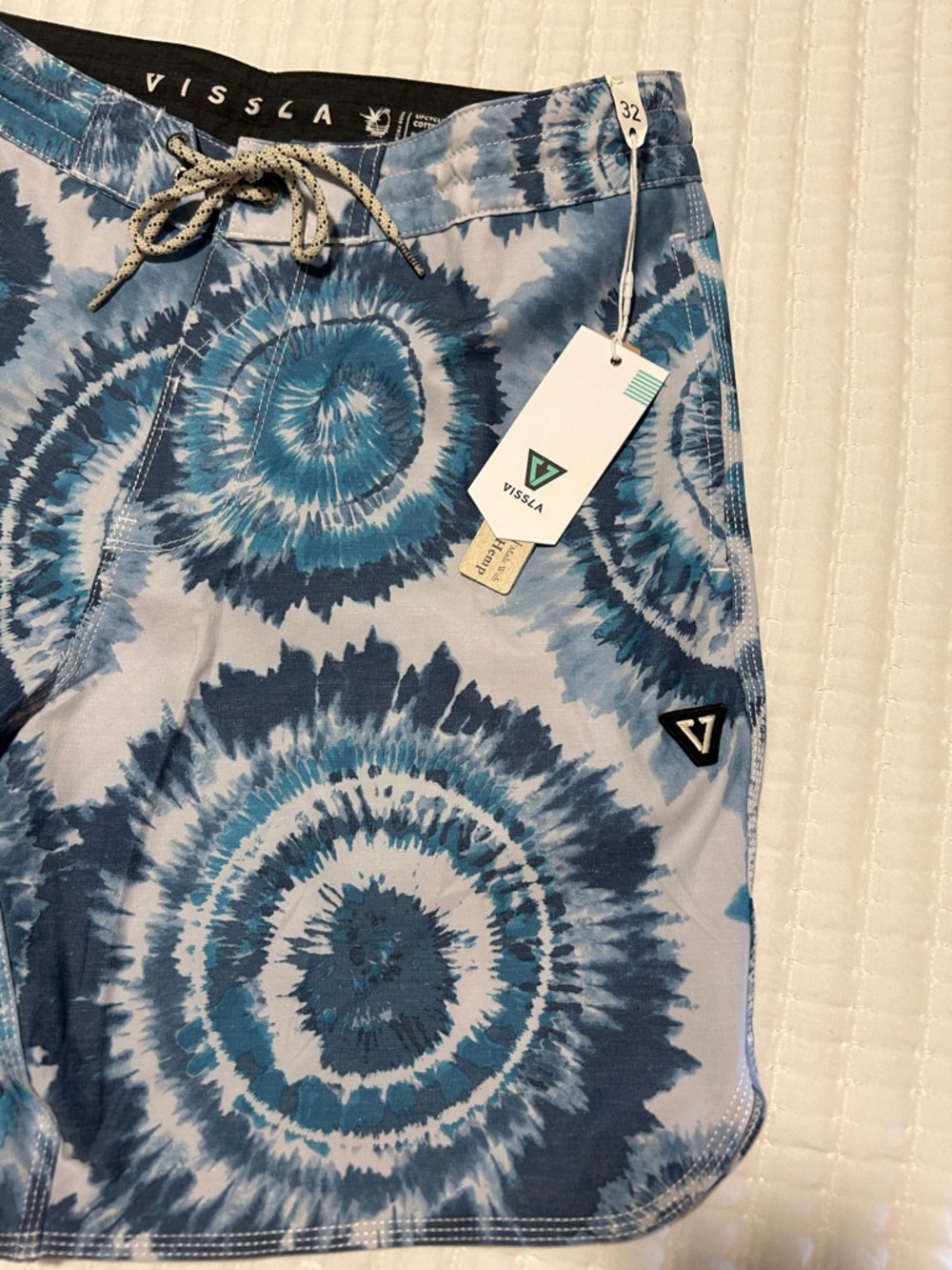 VISSLA Teal and Navy Tie-Dye Swim Board Shorts 32” waist - Picture 2 of 7